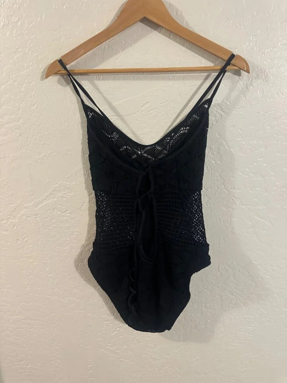 La Blanca Power Couple Crochet High Neck Cutout Sheer One Piece Swimsuit